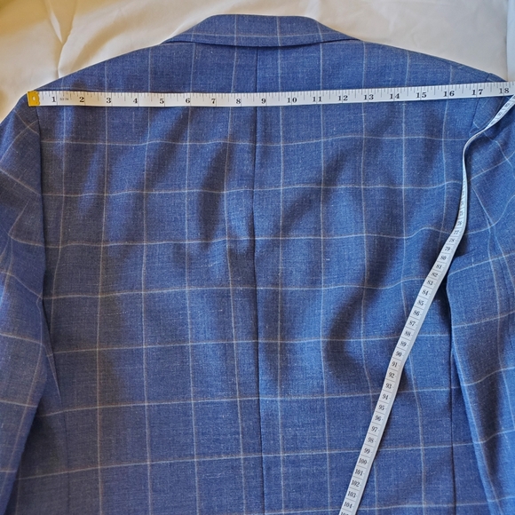 Bonobos Light Blue Plaid Blazer 36S Wool/Ramie Blend - Picture 3 of 8